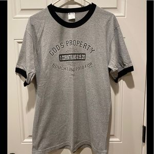 God's Property Tee ~ Murina Gray Size Large Christian Scripture Jesus T-Shirt
